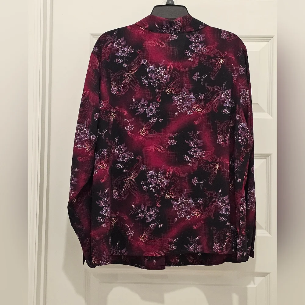Laura Scott Floral and Paisley Print LS Button-Up Blouse, EUC, Size 22W (3X) - Picture 10 of 11